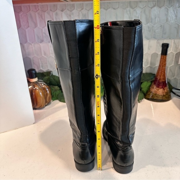 TOMMY HILFIGER Ivane Black Leather Boots with Sliver Monogram, EUC - Picture 14 of 16